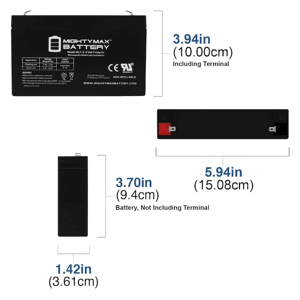 6V 7Ah SLA Replacement Battery For Unikor VT607 - 12PK